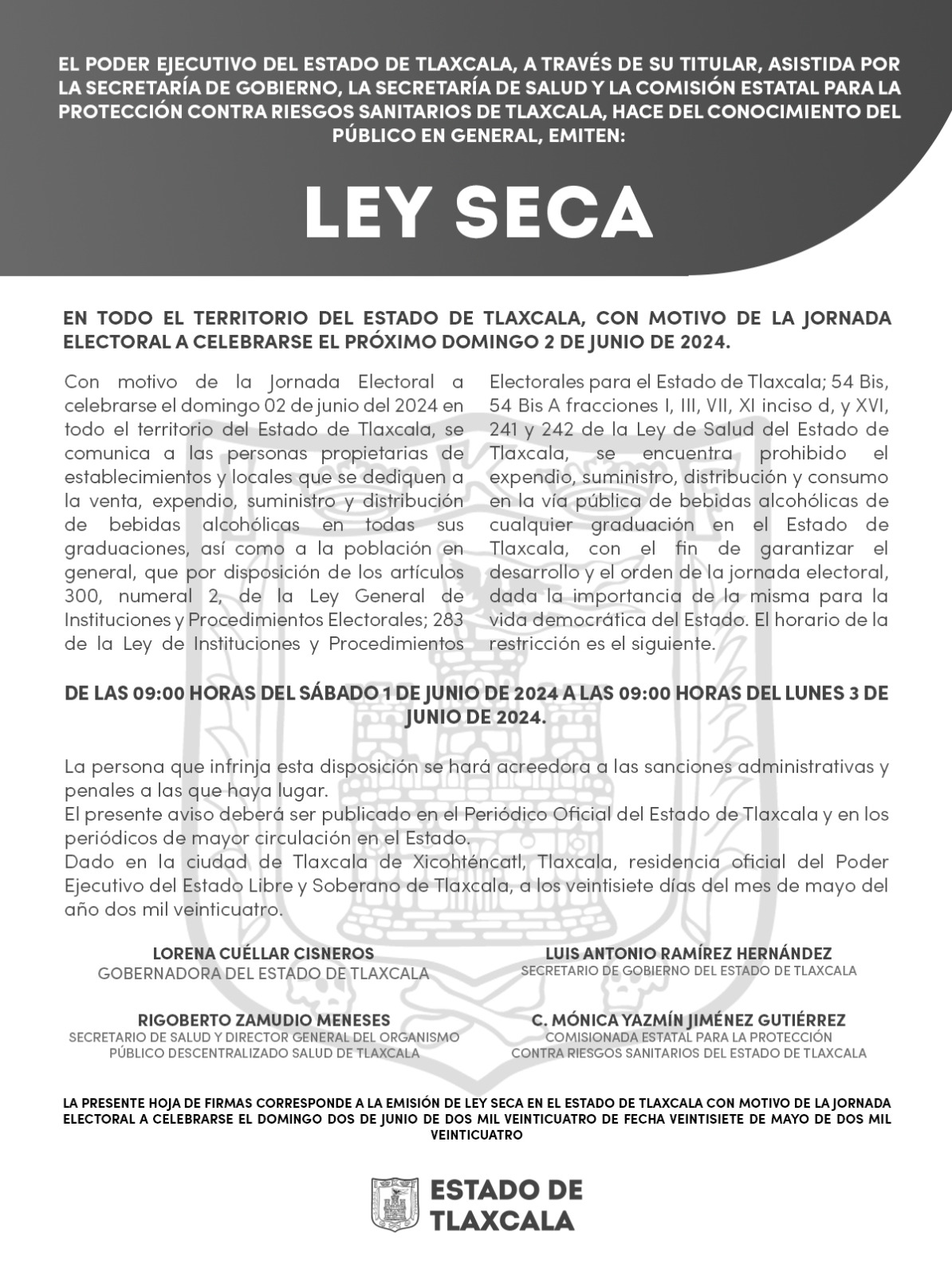 Ley Seca En Tlaxcala Contribuye Al Desarrollo Ordenado De La Jornada